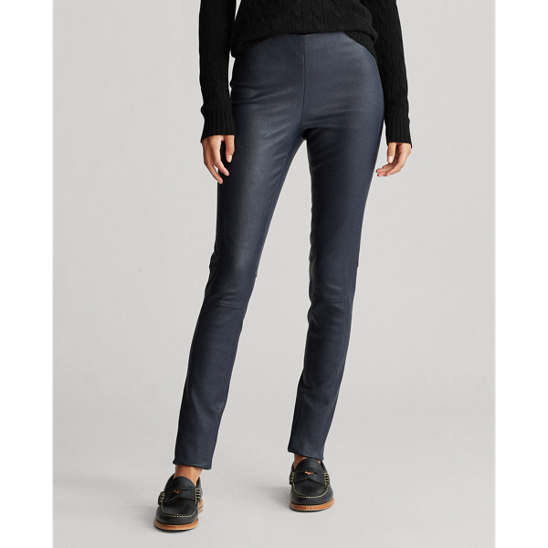 Navy Leather Skinny Trouser Polo Ralph Lauren 3