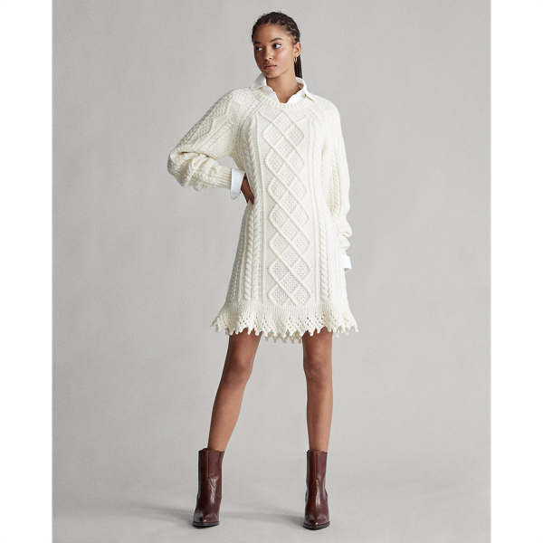 Cream Aran-Knit Jumper Dress Polo Ralph Lauren 4