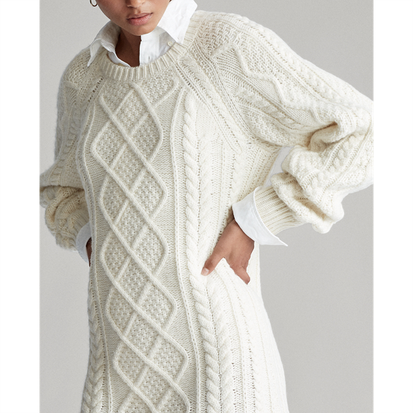 Cream Aran-Knit Jumper Dress Polo Ralph Lauren 6