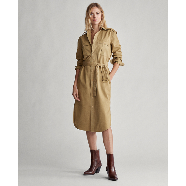 Desert Tan Cotton Twill Shirtdress Polo Ralph Lauren 4