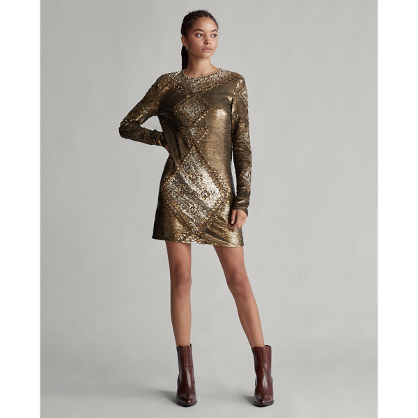 Bronze Multi Sequined Dress Polo Ralph Lauren 4
