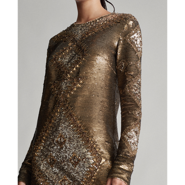 Bronze Multi Sequined Dress Polo Ralph Lauren 6