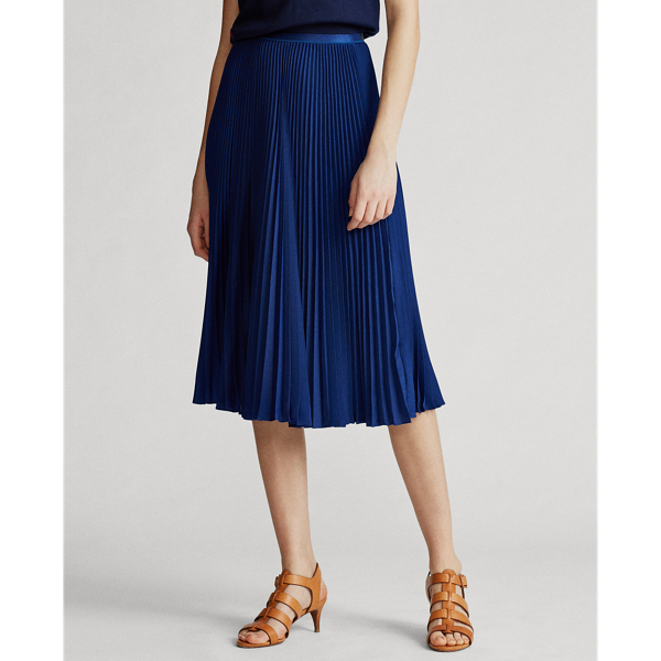 Holiday Navy Pleated Midi Skirt Polo Ralph Lauren 4