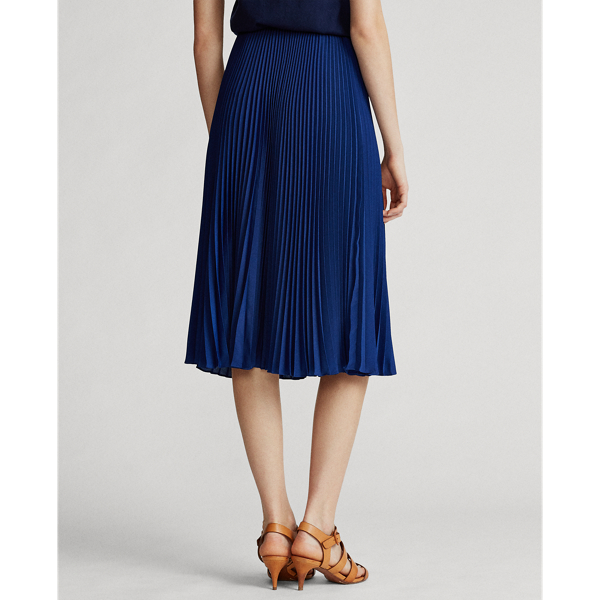 Holiday Navy Pleated Midi Skirt Polo Ralph Lauren 5