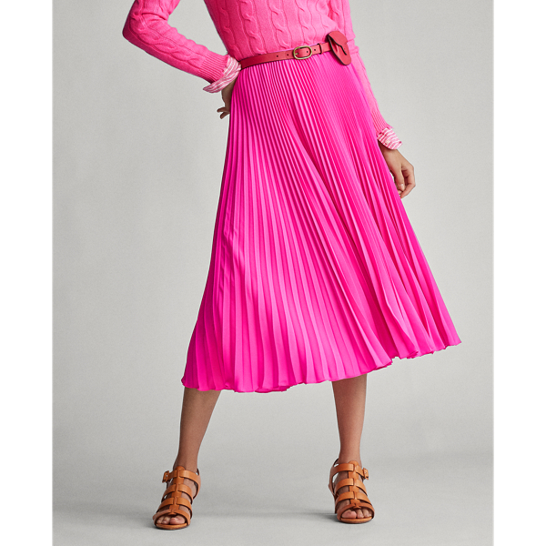 Blaze Hot Magenta Pleated Midi Skirt Polo Ralph Lauren 4