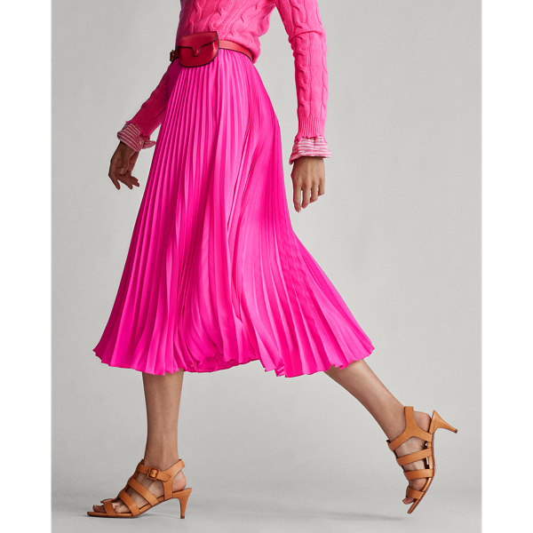 Blaze Hot Magenta Pleated Midi Skirt Polo Ralph Lauren 5