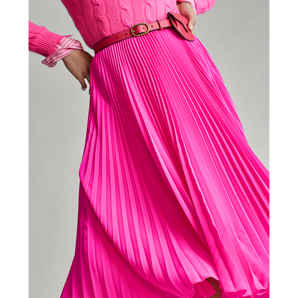 Blaze Hot Magenta Pleated Midi Skirt Polo Ralph Lauren 7