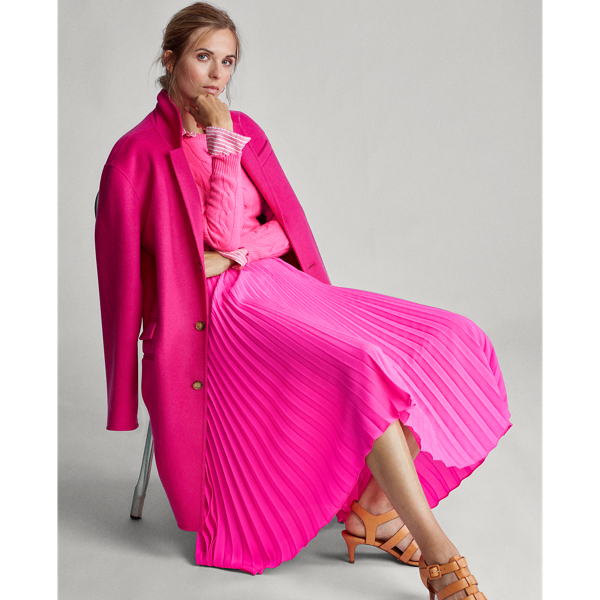 Blaze Hot Magenta Pleated Midi Skirt Polo Ralph Lauren 8