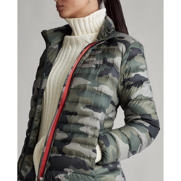 POLO Ralph Lauren Women's good Medium Camouflage Packable Down Puffer Jacket Coat NWT