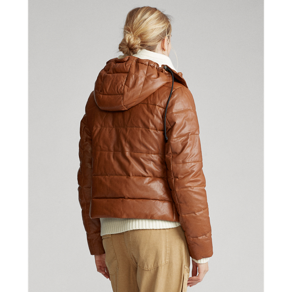 Brown Belmont Leather Down Jacket Polo Ralph Lauren 5