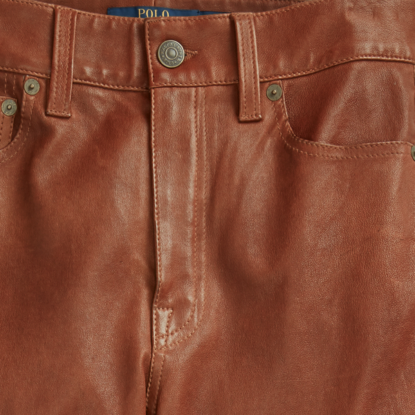 Luggage Brown Lambskin Legging Polo Ralph Lauren 6