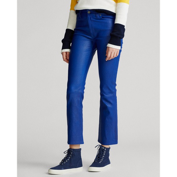 Rugby Royal Leather Cropped Flare Trouser Polo Ralph Lauren 3