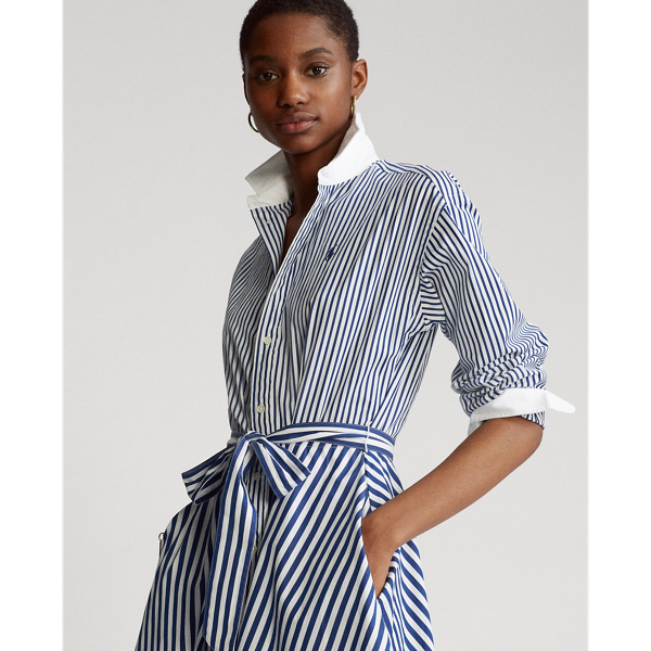 White/Navy Cotton Shirtdress Polo Ralph Lauren 4