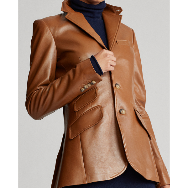 Soft Brown Lambskin Blazer Polo Ralph Lauren 6