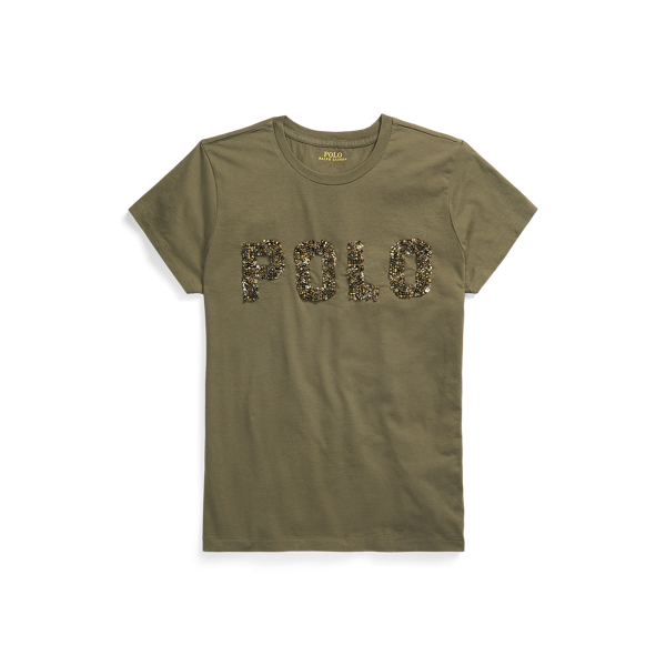 Beaded-Logo Cotton Tee