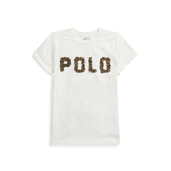 Beaded-Logo Cotton Tee Polo Ralph Lauren 1