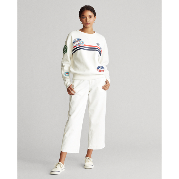 Deckwash White Patchwork Fleece Sweatshirt Polo Ralph Lauren 3