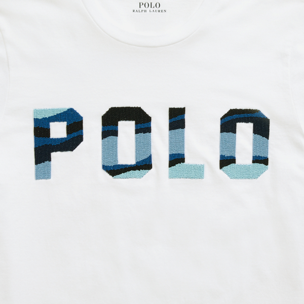 White Beaded Polo Tee Polo Ralph Lauren 5