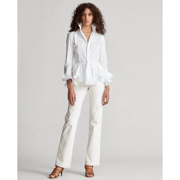 White Broadcloth Peplum Shirt Polo Ralph Lauren 3