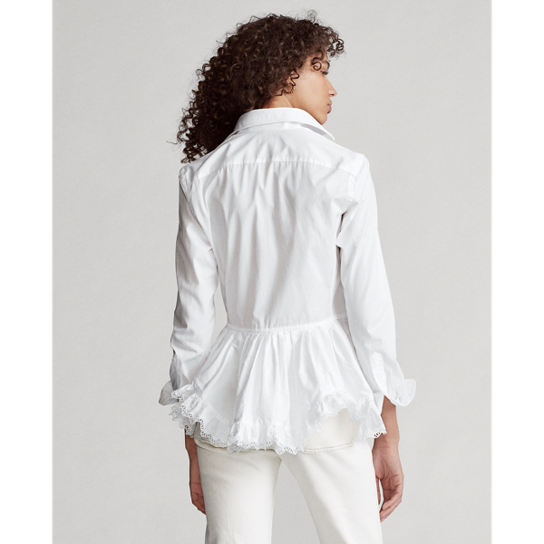 White Broadcloth Peplum Shirt Polo Ralph Lauren 4