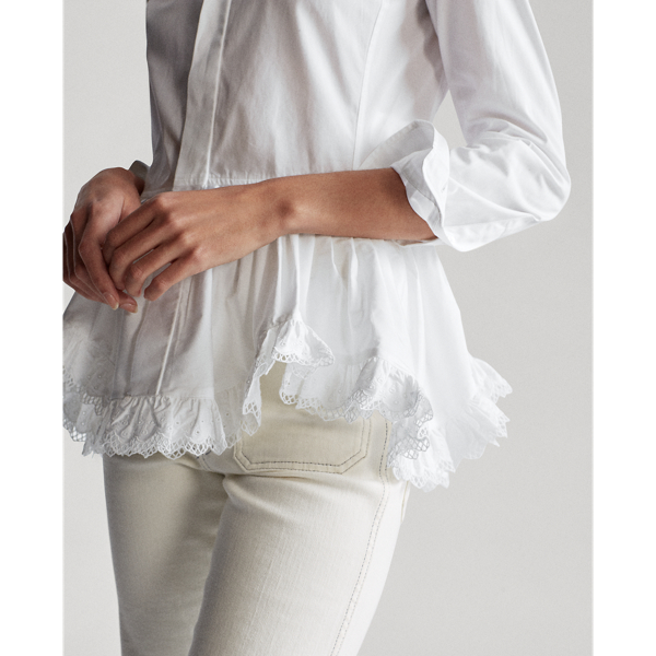 White Broadcloth Peplum Shirt Polo Ralph Lauren 5