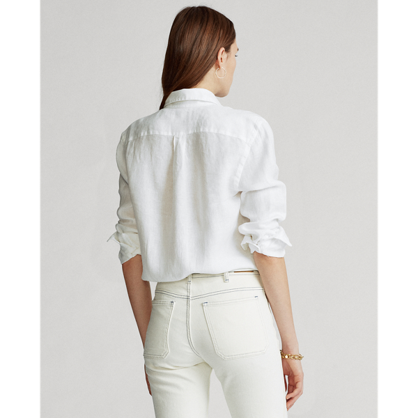 White Relaxed Fit Linen Shirt Polo Ralph Lauren 4