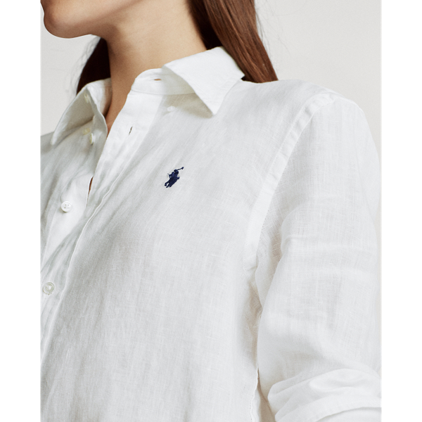 White Relaxed Fit Linen Shirt Polo Ralph Lauren 5
