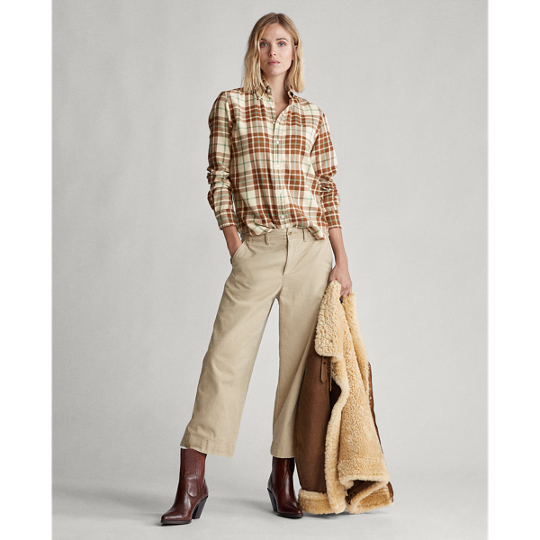 Brown/Green Plaid Cotton Twill Shirt Polo Ralph Lauren 3