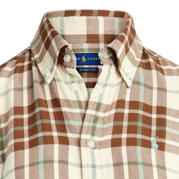 Brown/Green Plaid Cotton Twill Shirt Polo Ralph Lauren 6