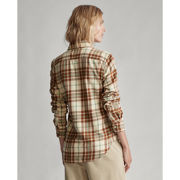 Brown/Green Plaid Cotton Twill Shirt Polo Ralph Lauren 5