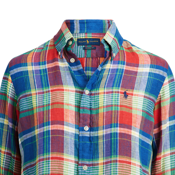 Blue/Red Linen Madras Shirt Polo Ralph Lauren 6