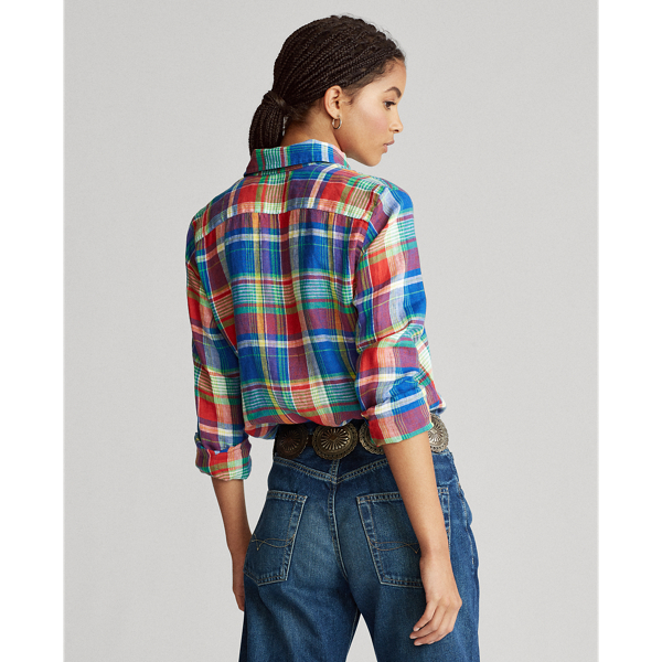 Blue/Red Linen Madras Shirt Polo Ralph Lauren 4