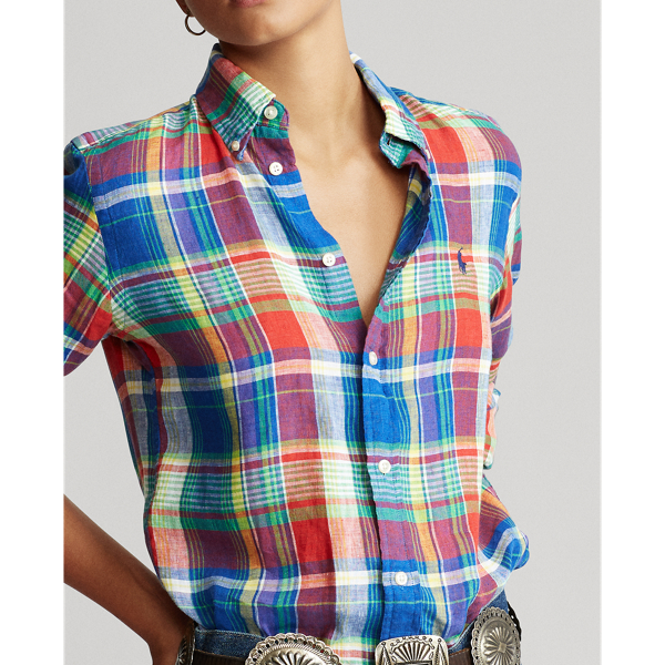 Blue/Red Linen Madras Shirt Polo Ralph Lauren 5