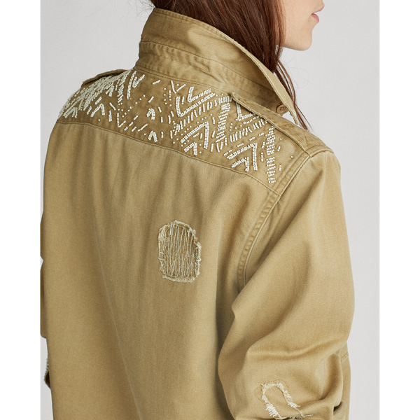 Desert Tan Beaded Twill Shirt Polo Ralph Lauren 4