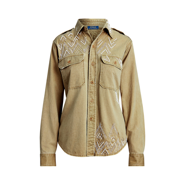 Beaded Twill Shirt Polo Ralph Lauren 1