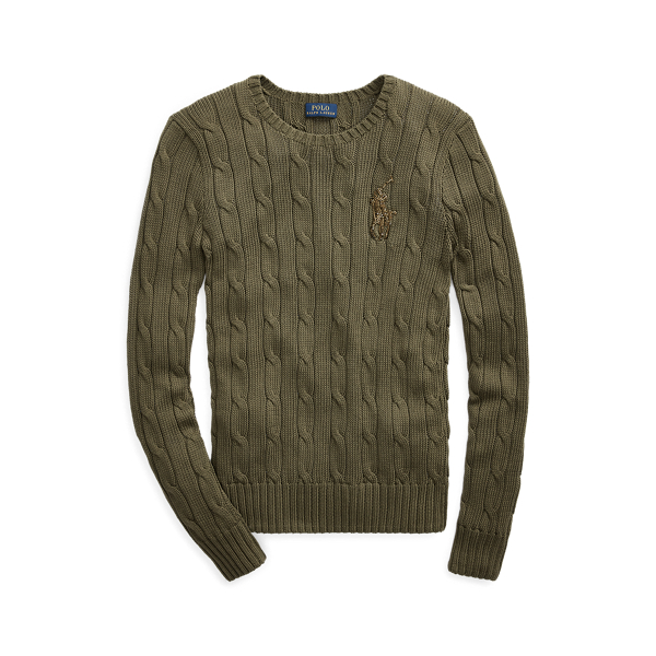 Pull &agrave; torsades brod&eacute; Pony Polo Ralph Lauren en 1