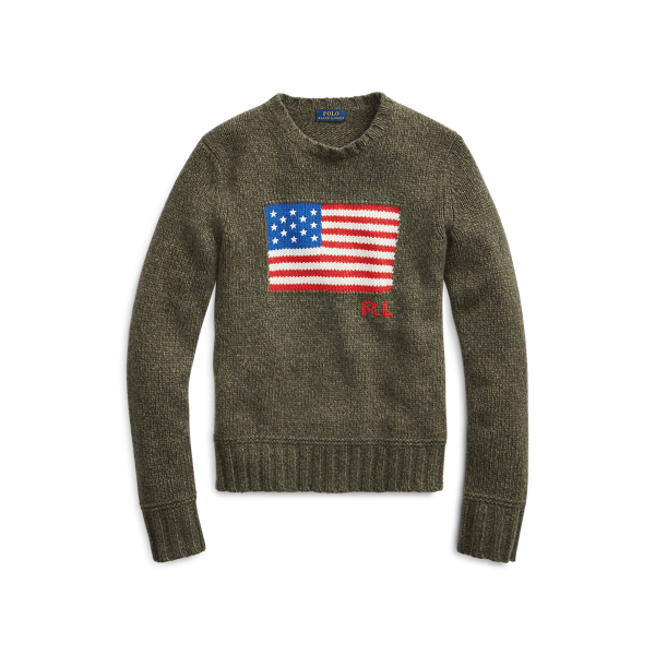 Pull &agrave; drapeau en laine m&eacute;lang&eacute;e Polo Ralph Lauren en 1