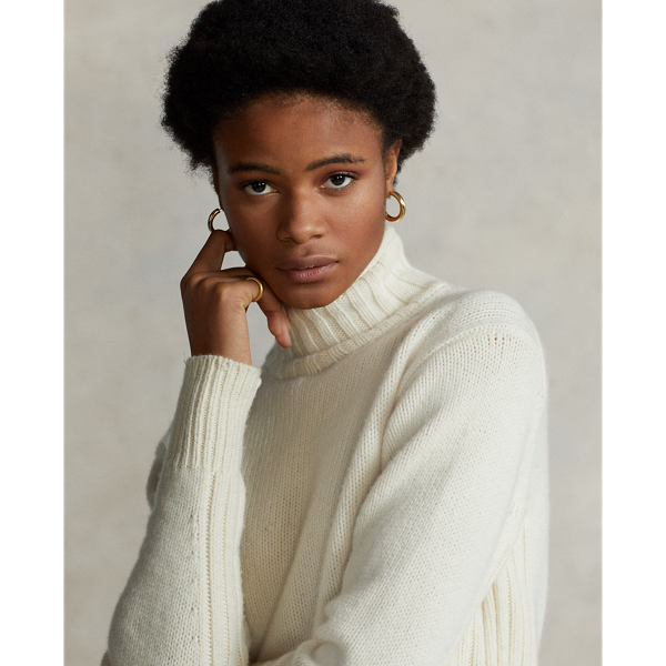 Pull &agrave; col roul&eacute; c&ocirc;tel&eacute; Polo Ralph Lauren en Cr&egrave;me authentique 5