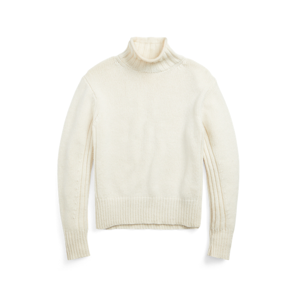 Pull &agrave; col roul&eacute; c&ocirc;tel&eacute; Polo Ralph Lauren en Cr&egrave;me authentique 2
