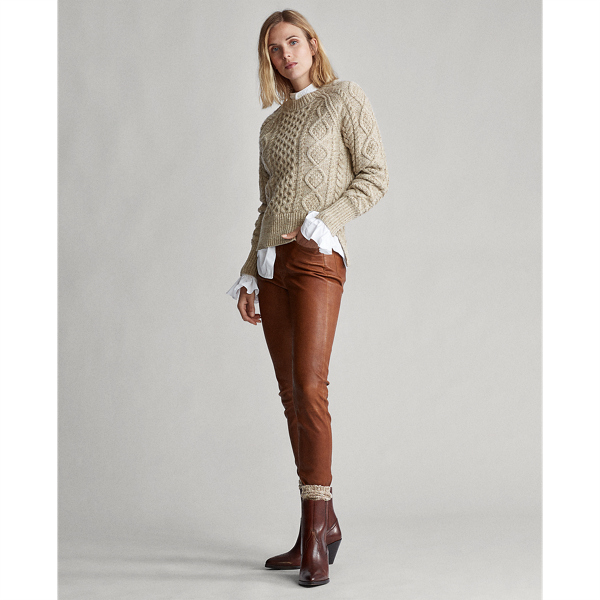 Oatmeal Aran-Knit Wool-Blend Jumper Polo Ralph Lauren 3