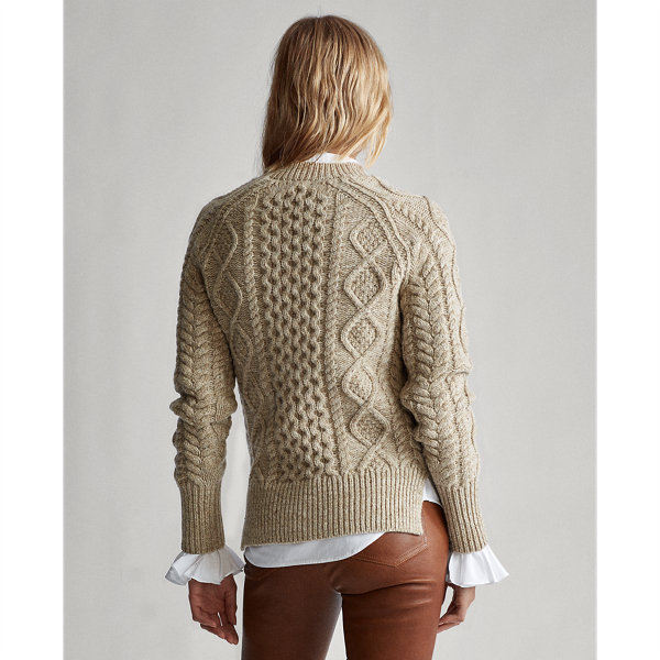 Oatmeal Aran-Knit Wool-Blend Jumper Polo Ralph Lauren 4