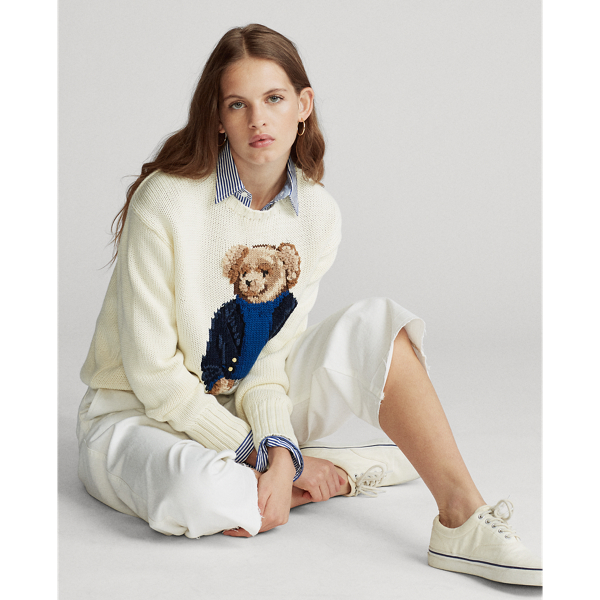 Cream Multi Polo Bear Crewneck Jumper Polo Ralph Lauren 5