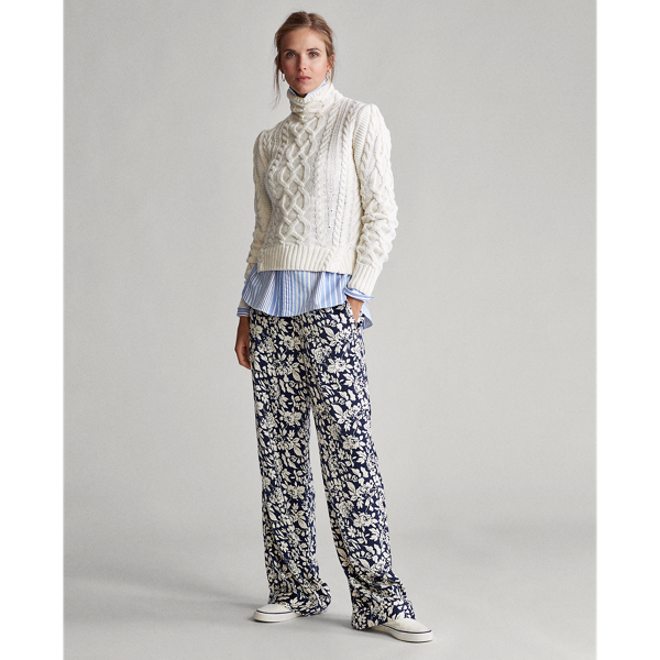 Cream Aran-Knit Roll Neck Jumper Polo Ralph Lauren 3