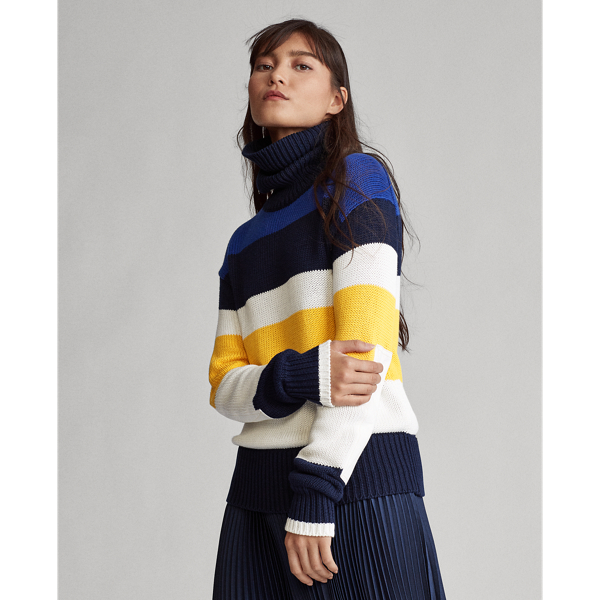 Hunter Navy Multi Cotton Roll Neck Jumper Polo Ralph Lauren 4