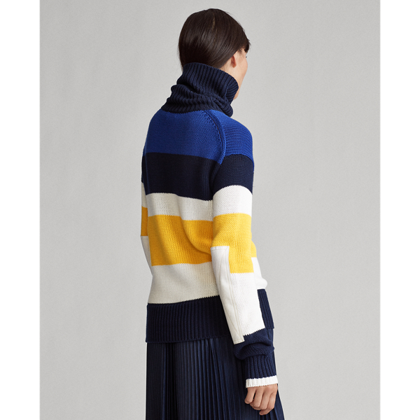 Hunter Navy Multi Cotton Roll Neck Jumper Polo Ralph Lauren 5