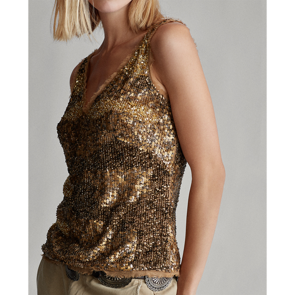 Bronze Multi Sequined Tank Top Polo Ralph Lauren 5