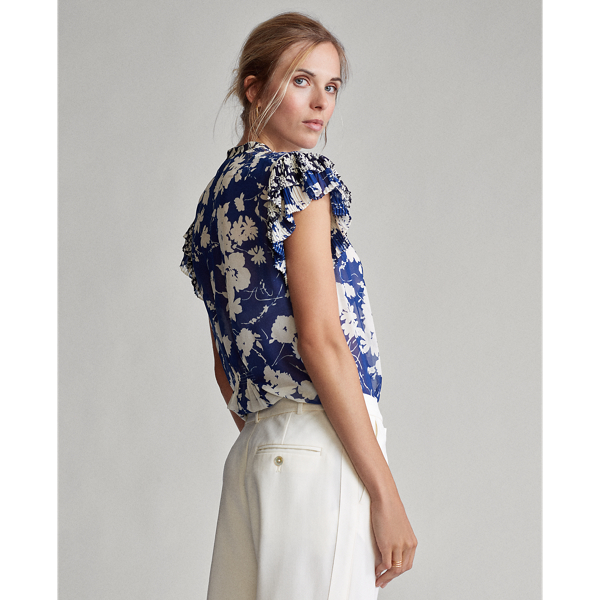 Royal Floral Crepe Floral Blouse Polo Ralph Lauren 5
