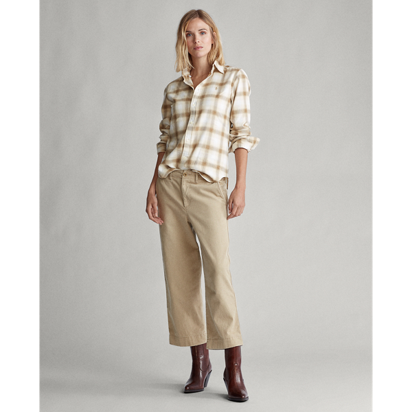 Cream Flannel Button-Down Shirt Polo Ralph Lauren 3