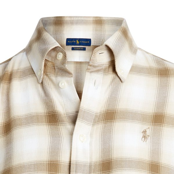 Cream Flannel Button-Down Shirt Polo Ralph Lauren 6