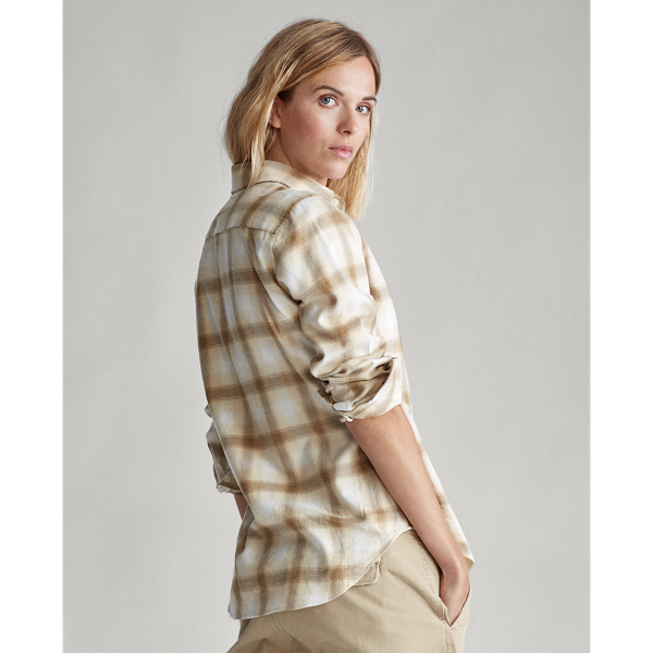 Cream Flannel Button-Down Shirt Polo Ralph Lauren 4